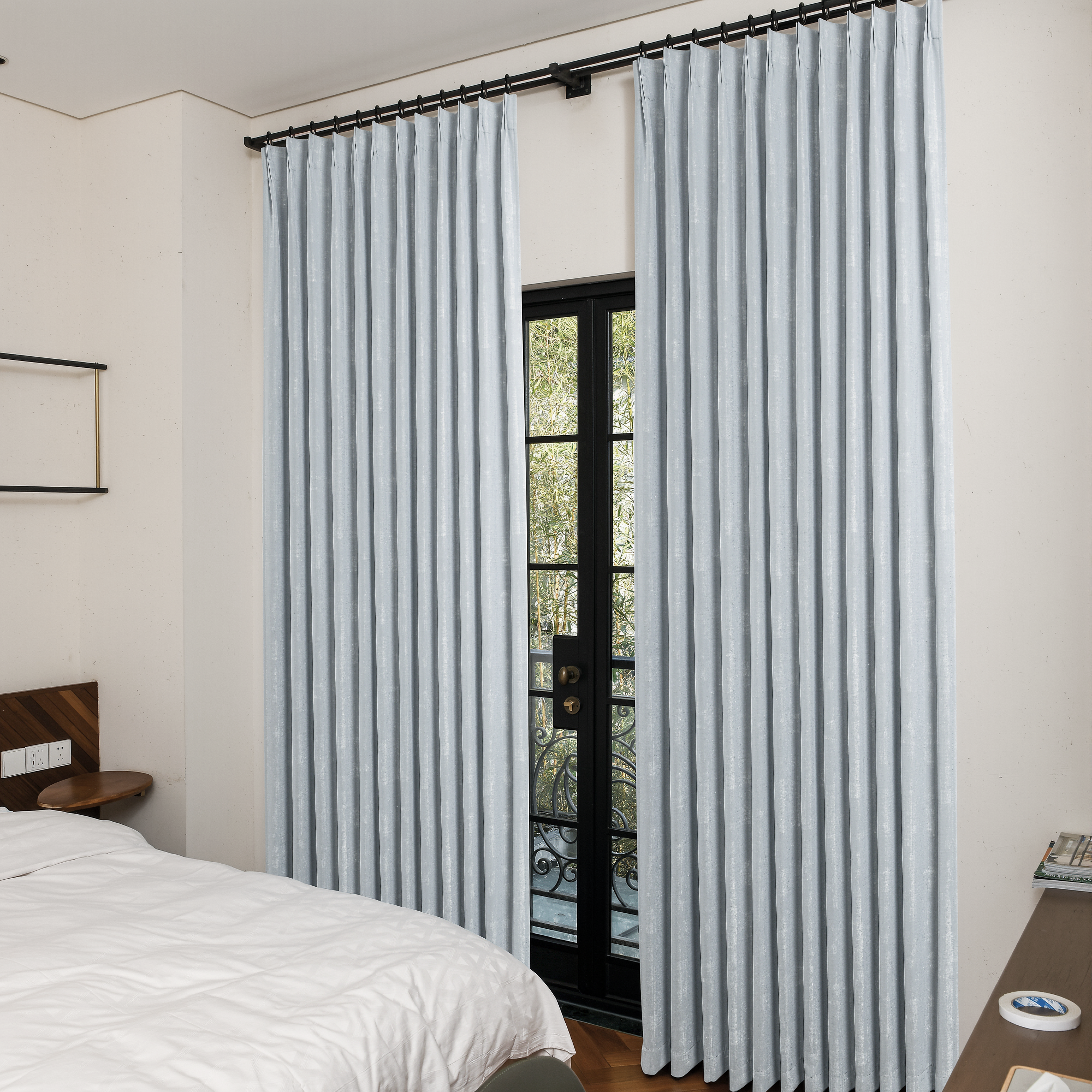 Aurelia Embroidered-Pattern Cotton Curtain