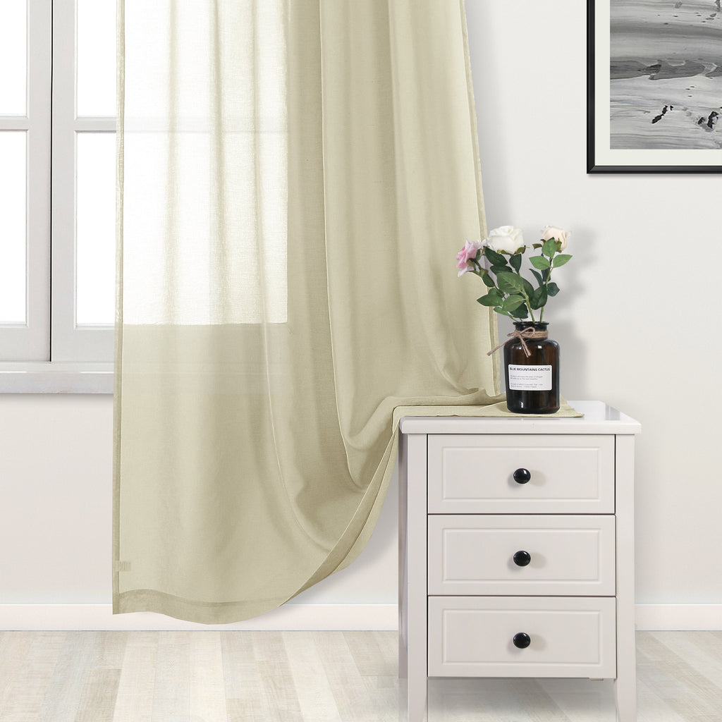 Custom Linen Texture Solid Sheer Curtains
