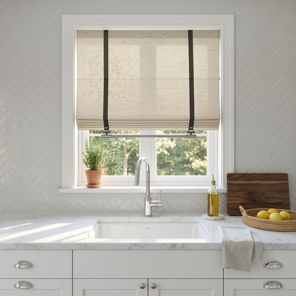 Seraphina Custom Linen Roman Shades
