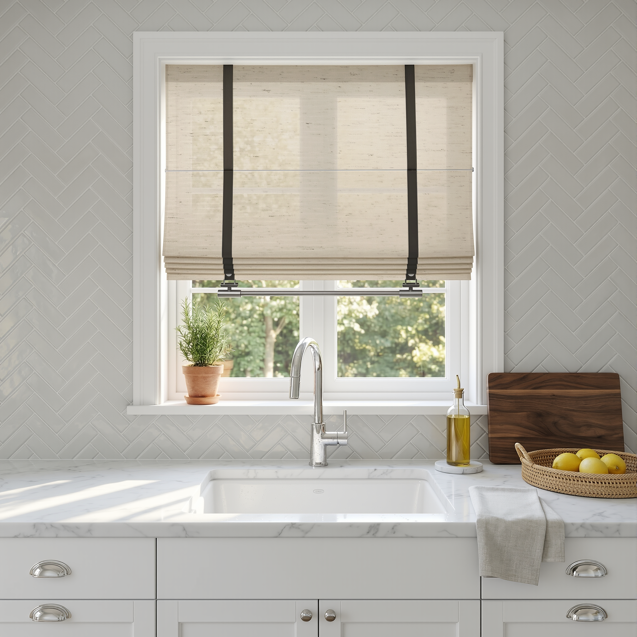 Seraphina Custom Linen Roman Shades