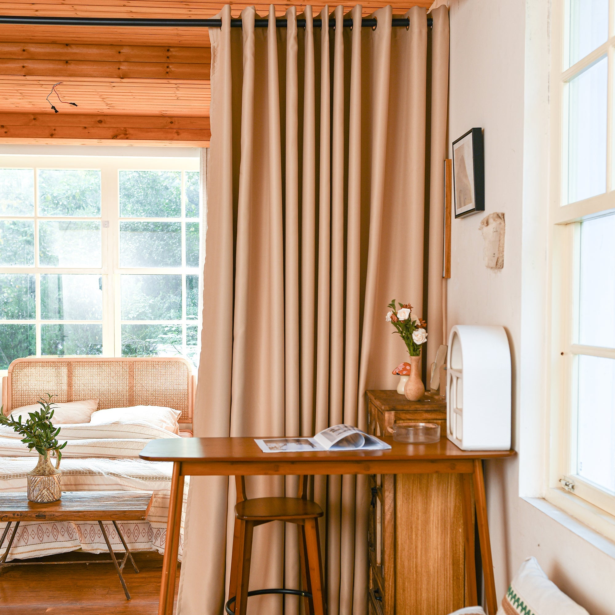 Custom Luxury Silk Fibers Blackout Room Divider Curtains