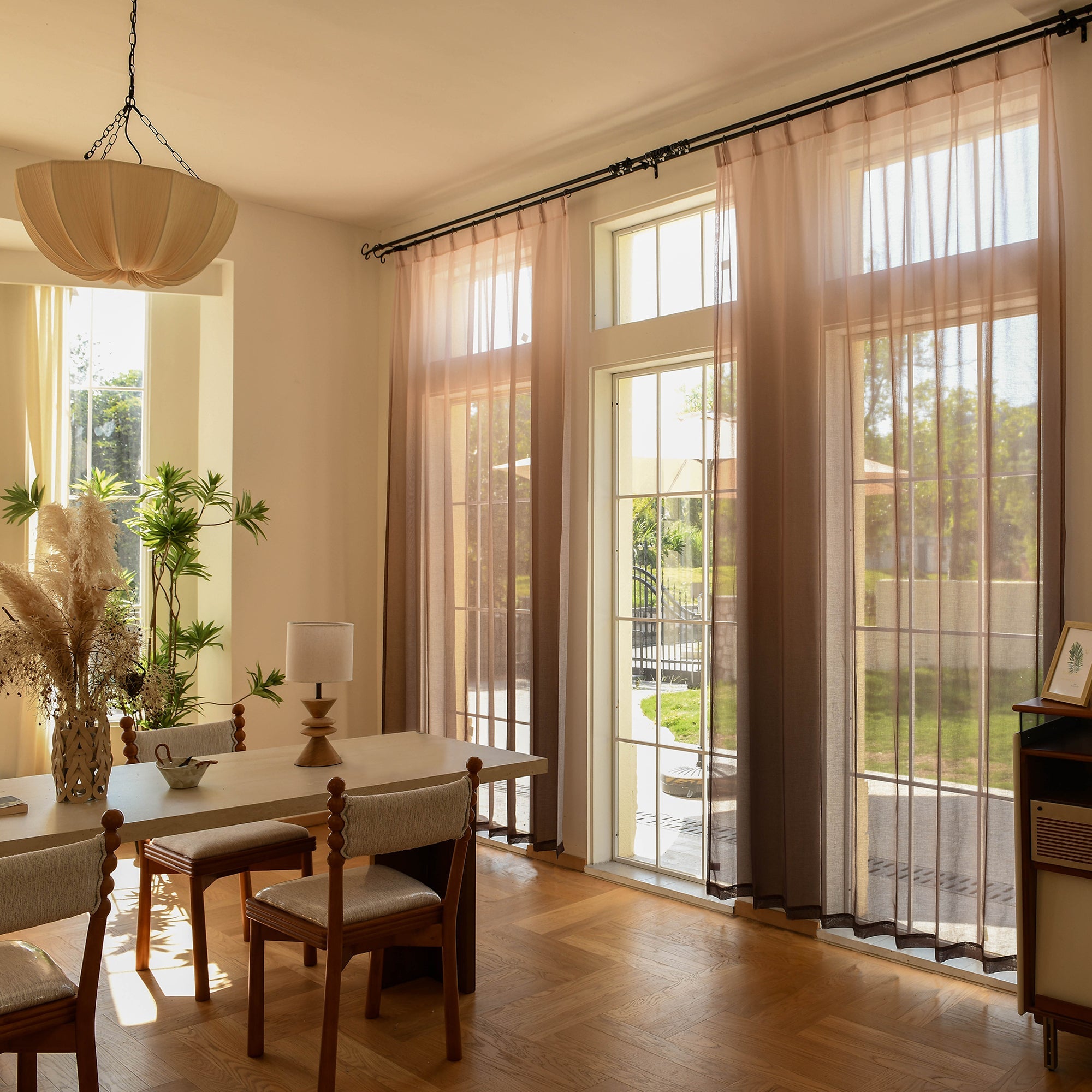 Custom Vertical Ombre Linen Texture Sheer Curtains