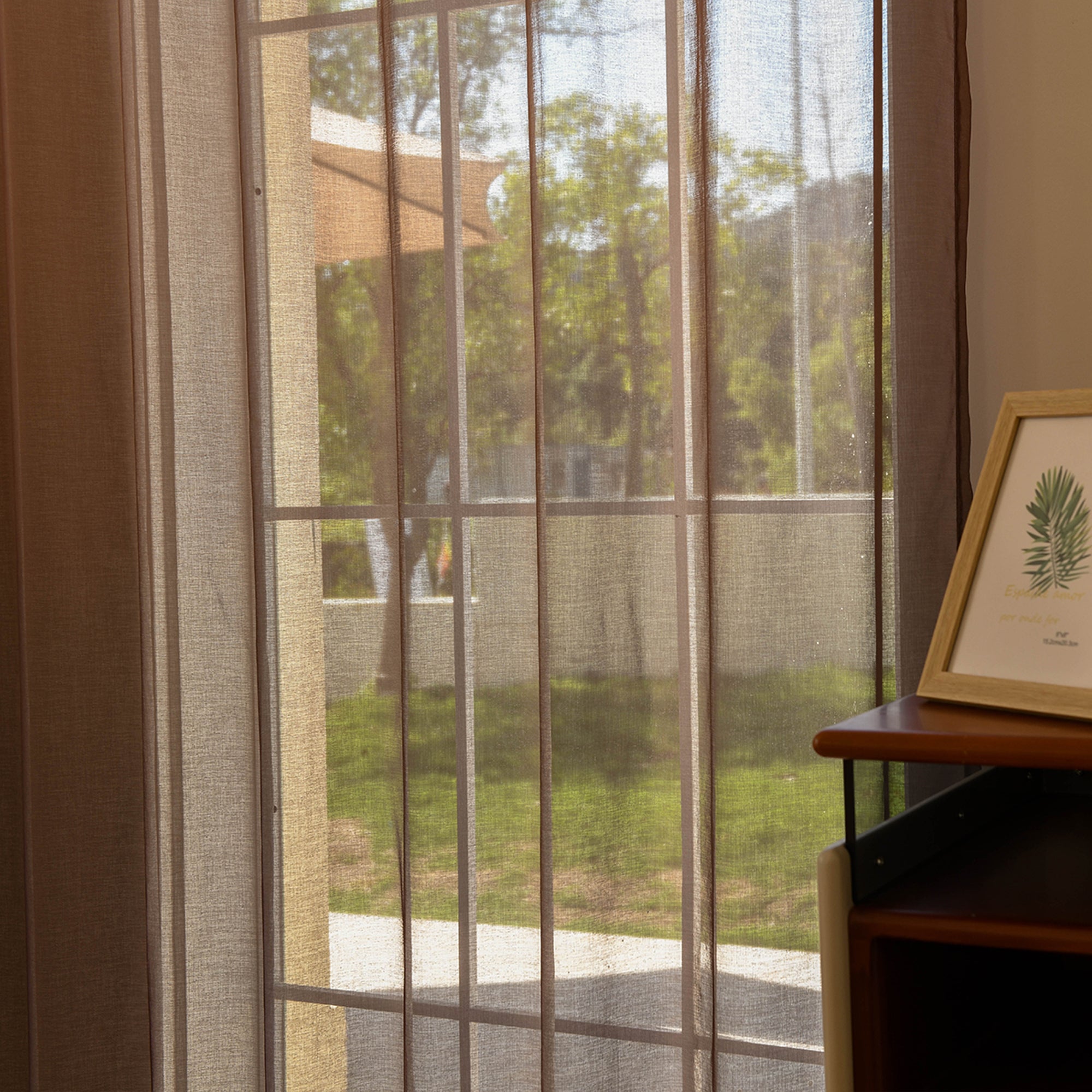 Custom Vertical Ombre Linen Texture Sheer Curtains