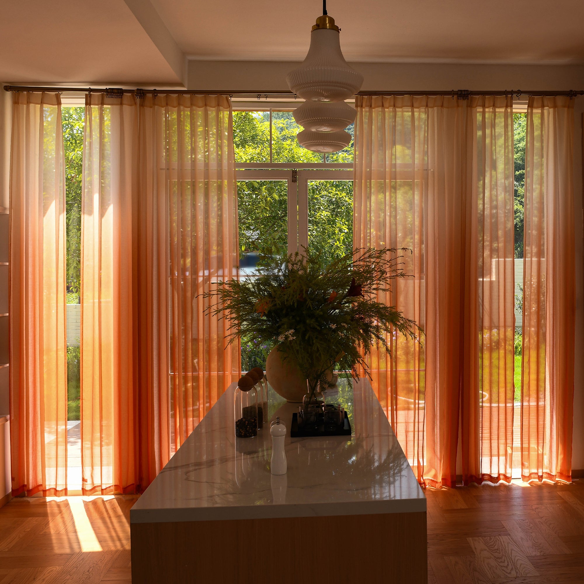 Custom Vertical Ombre Linen Texture Sheer Curtains