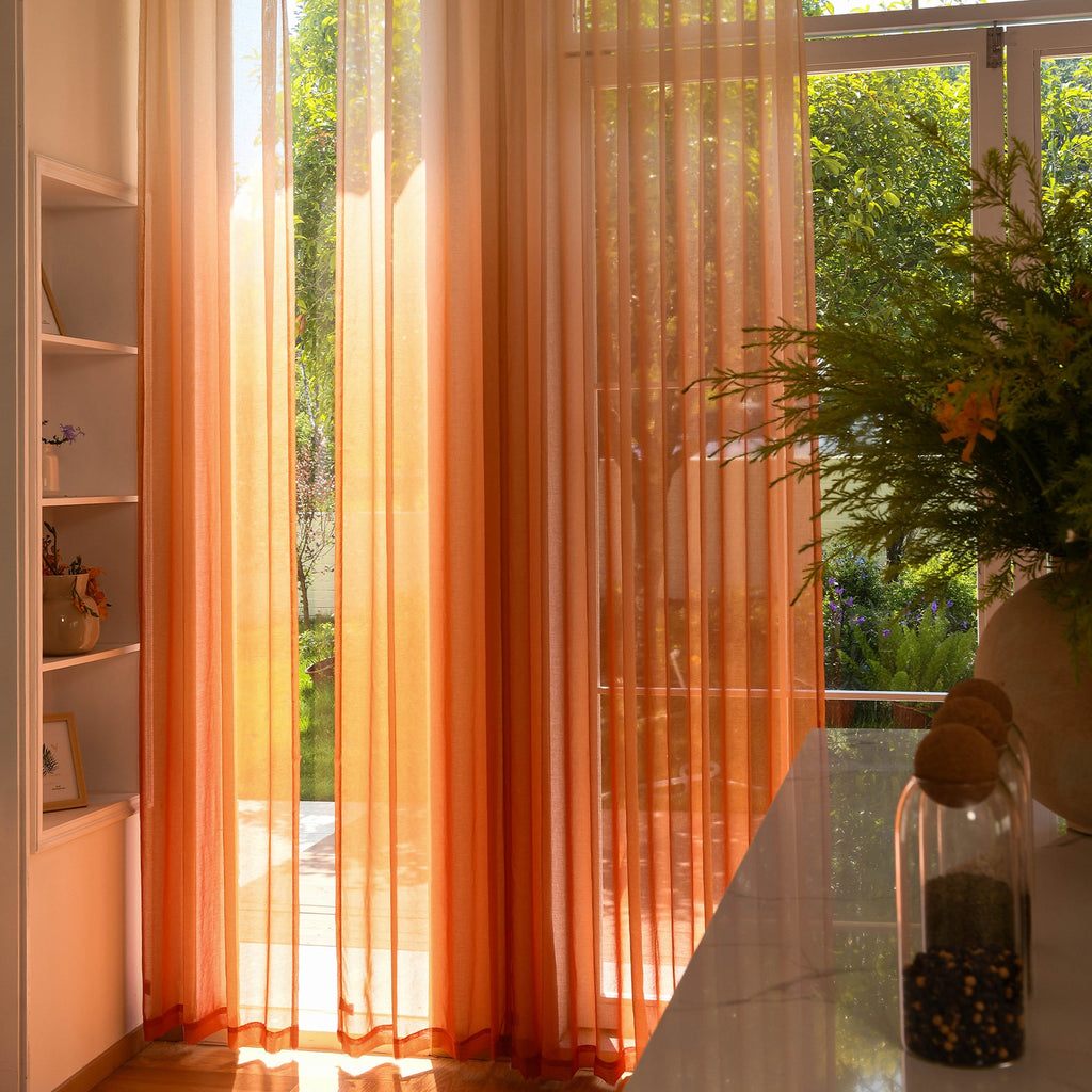 Custom Vertical Ombre Linen Texture Sheer Curtains