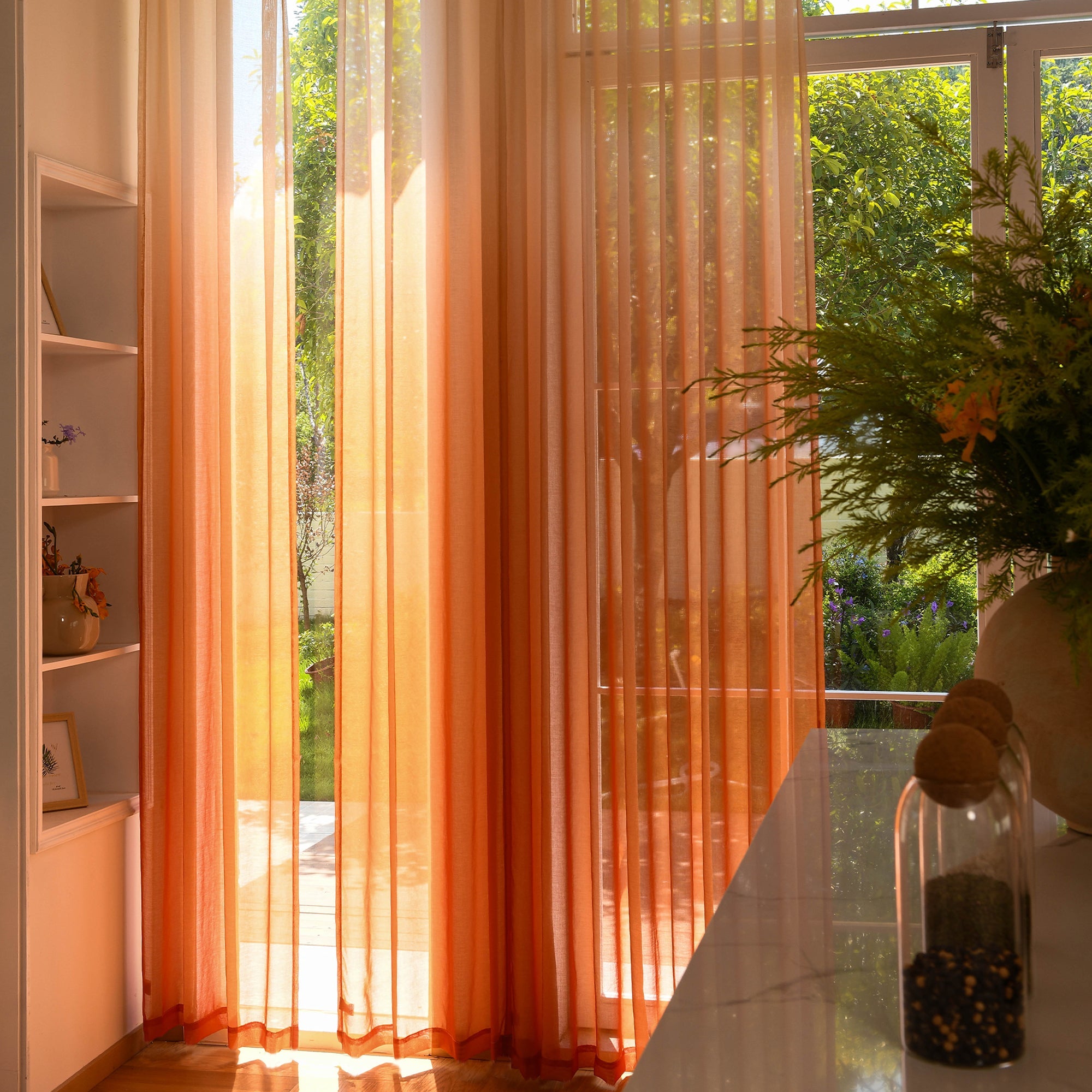 Custom Vertical Ombre Linen Texture Sheer Curtains