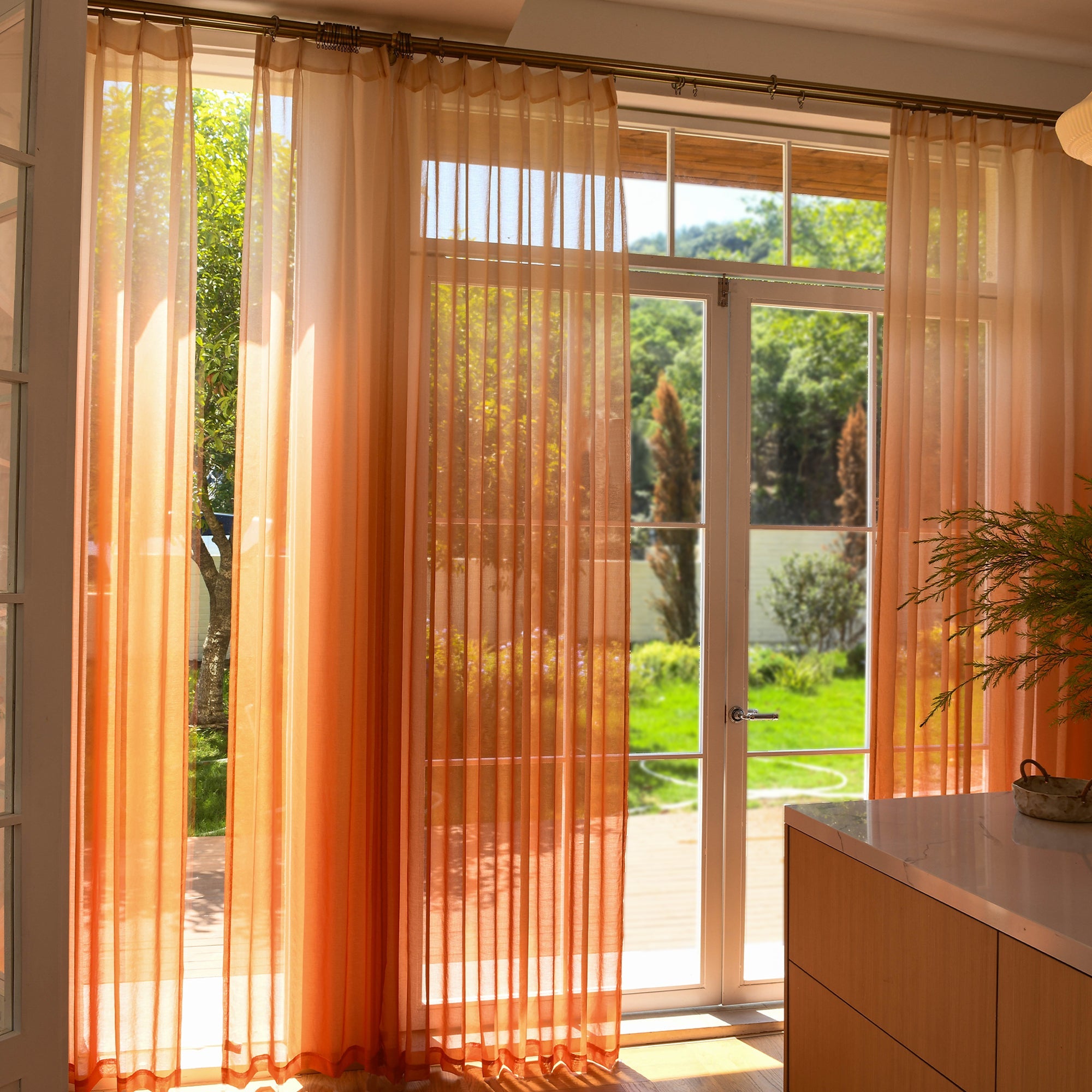 Custom Vertical Ombre Linen Texture Sheer Curtains