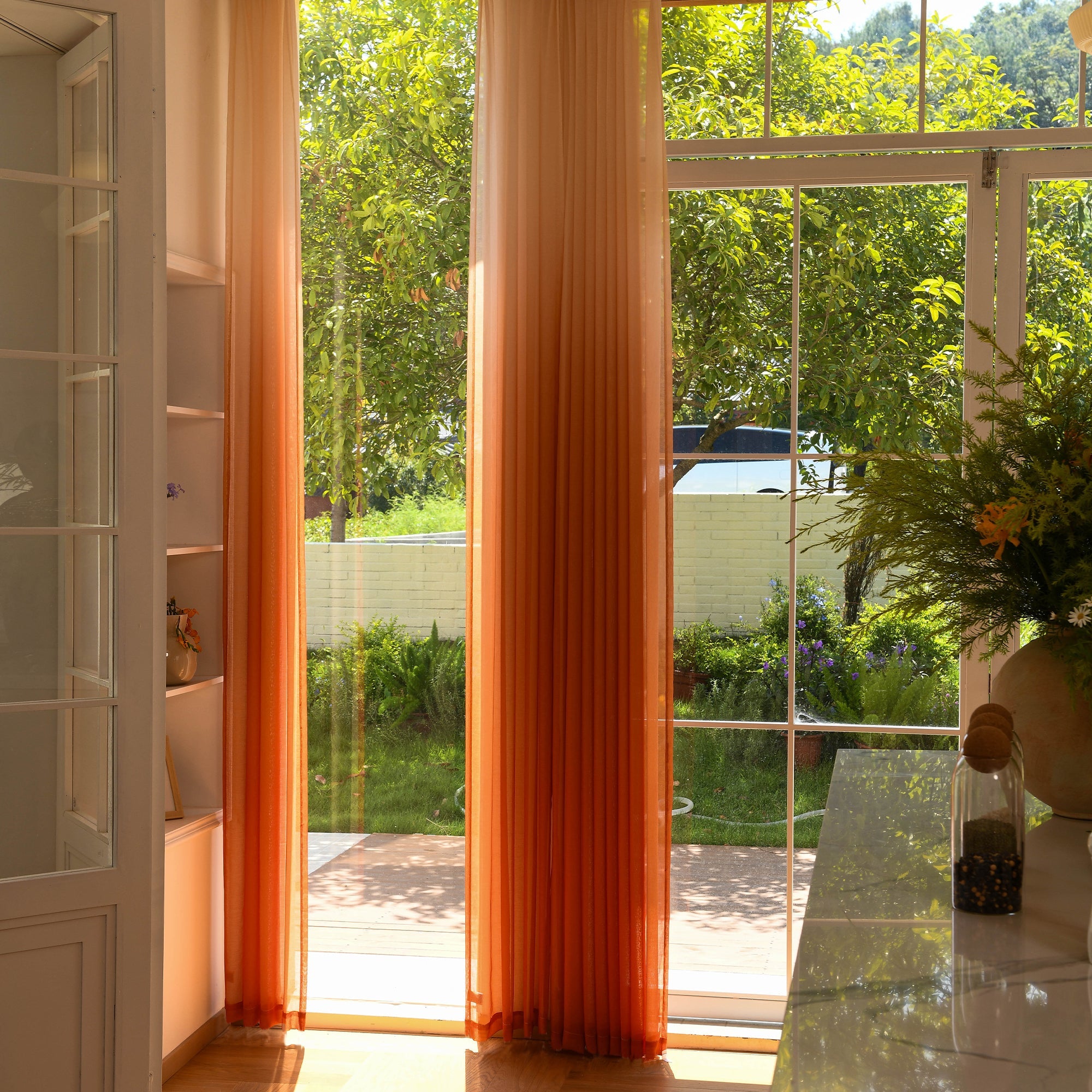 Custom Vertical Ombre Linen Texture Sheer Curtains