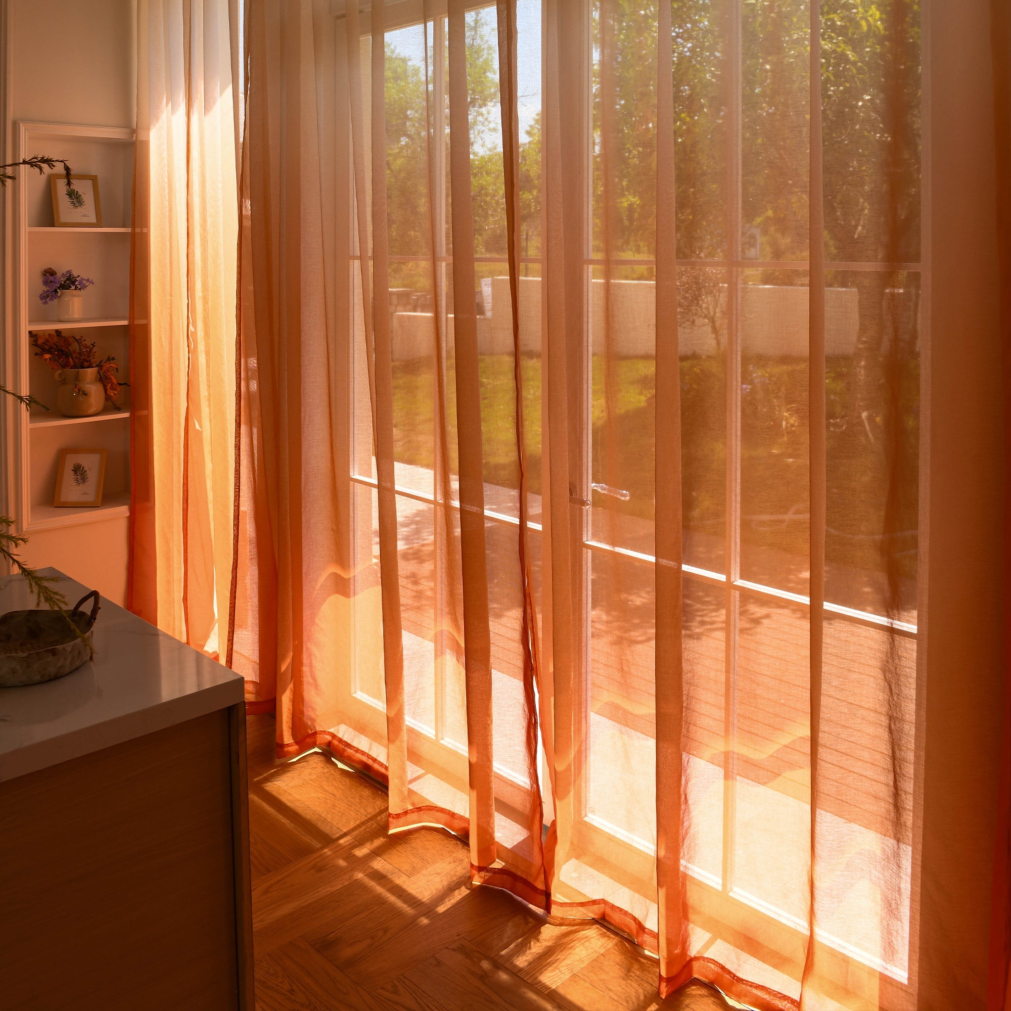 Custom Vertical Ombre Linen Texture Sheer Curtains
