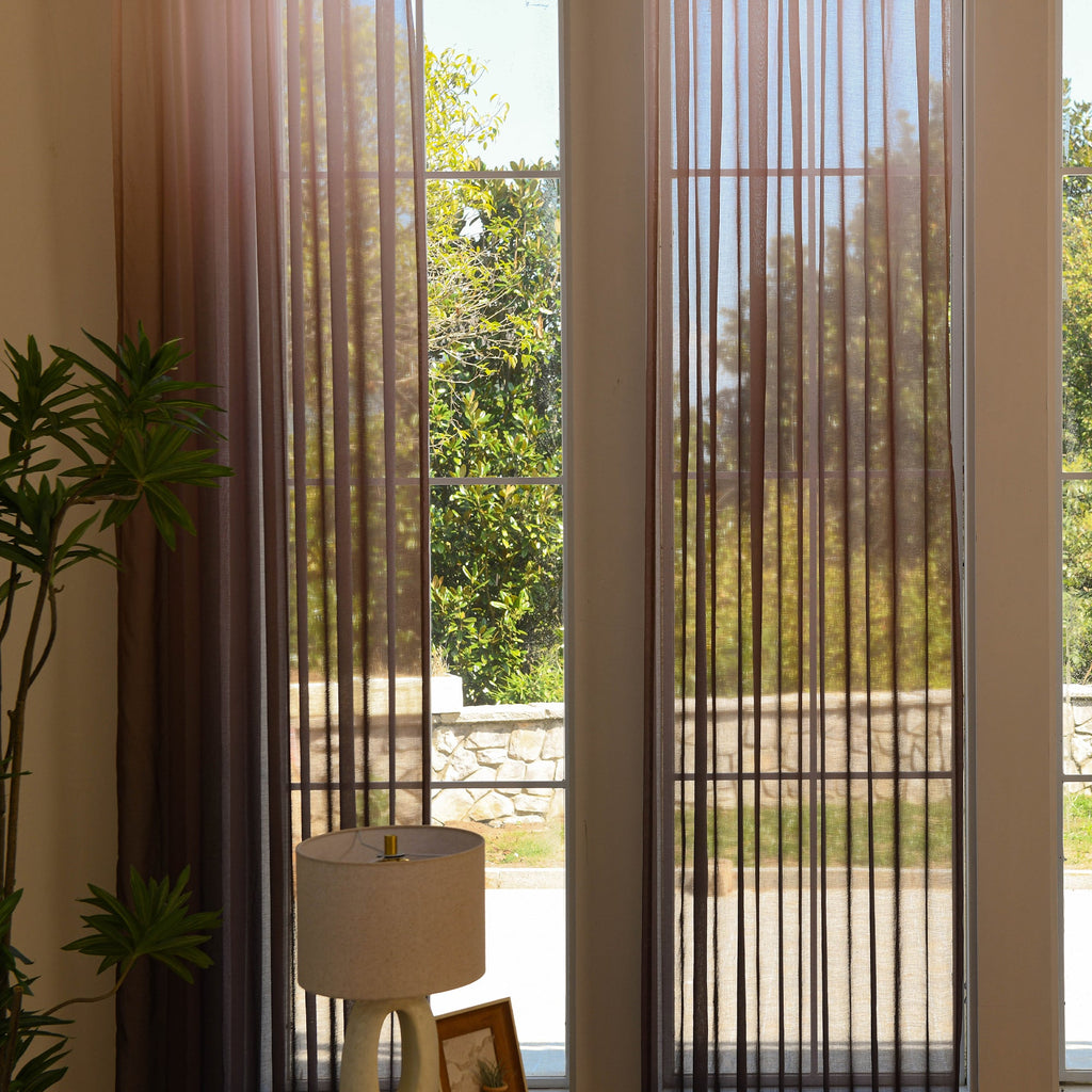 Custom Vertical Ombre Linen Texture Sheer Curtains