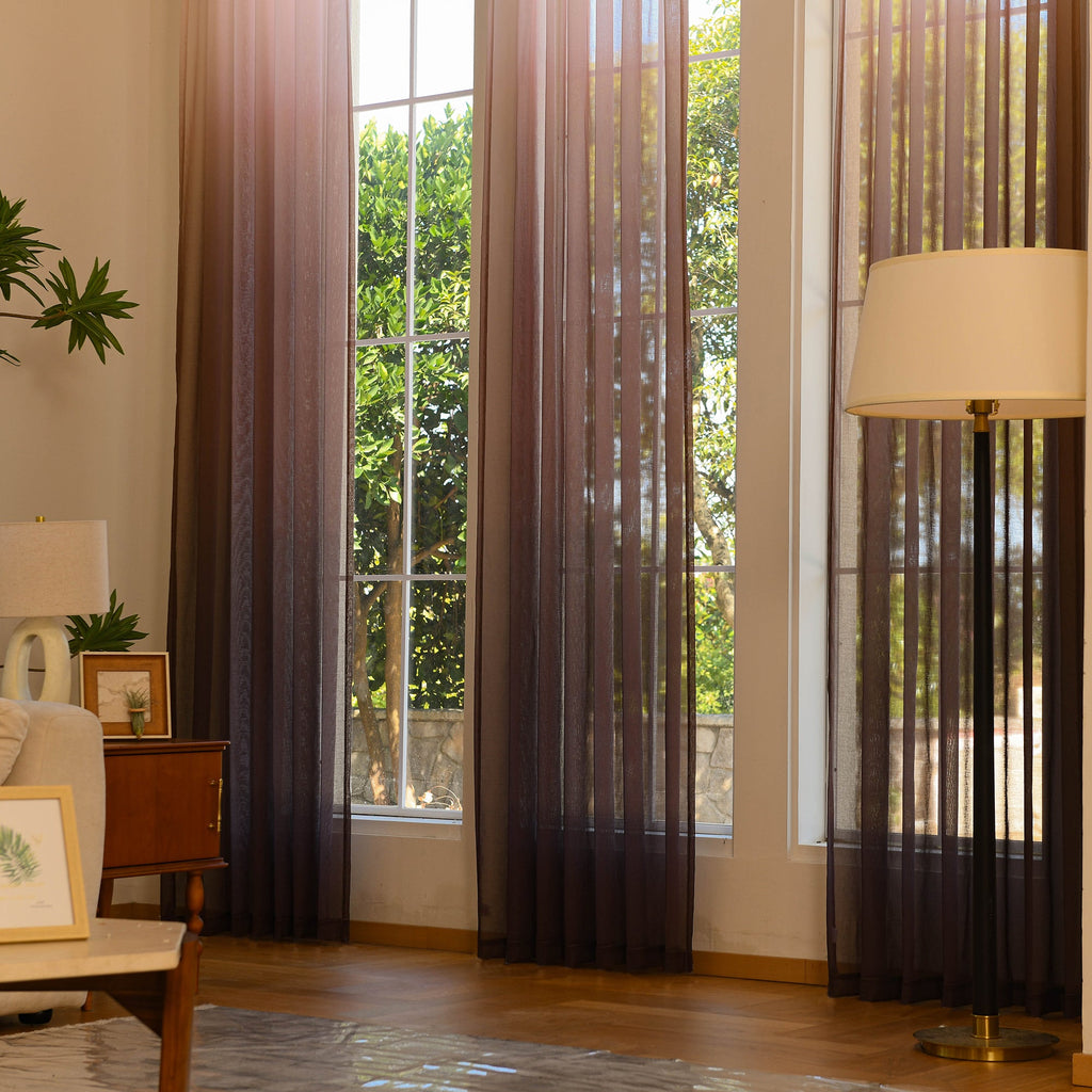 Custom Vertical Ombre Linen Texture Sheer Curtains