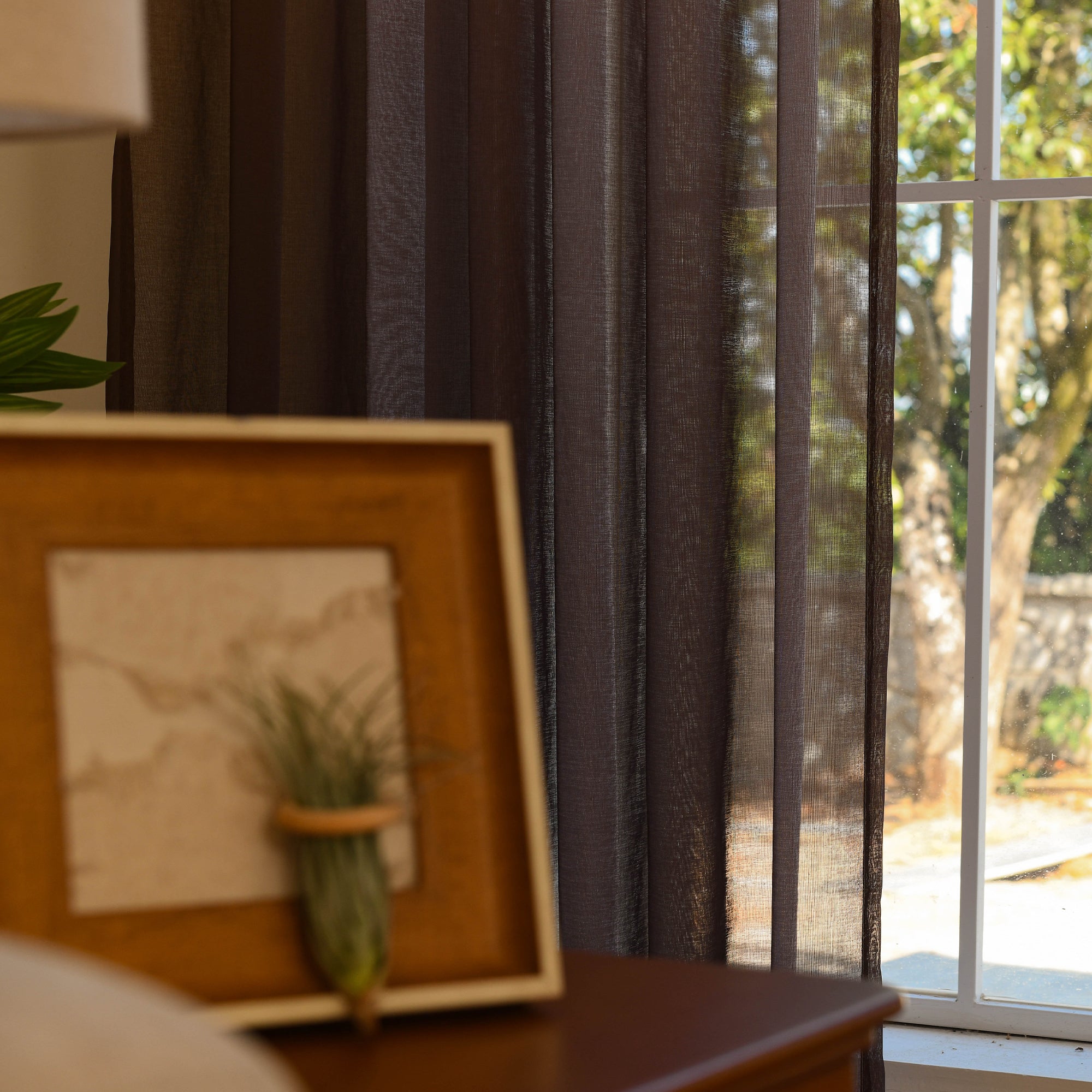 Custom Vertical Ombre Linen Texture Sheer Curtains