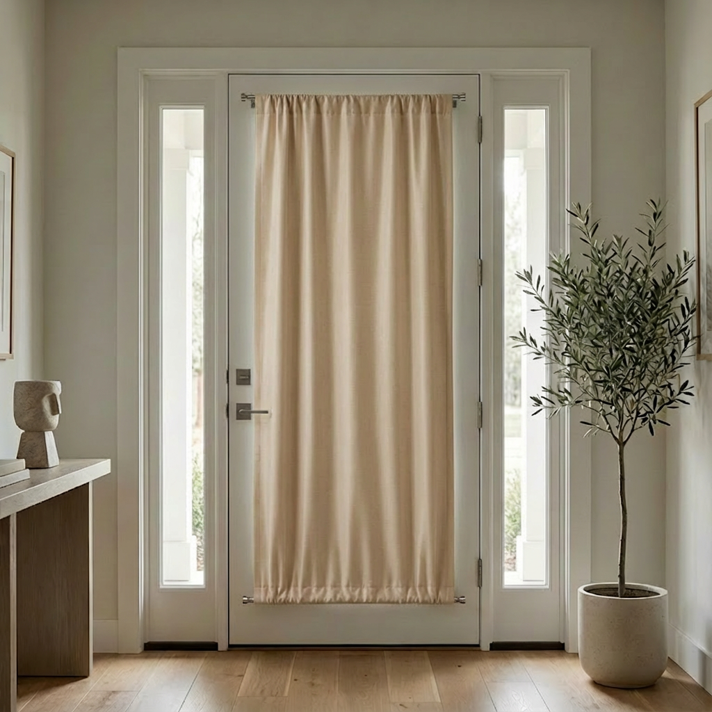 Custom Luxury Silk-Fiber French Door Blackout Curtains