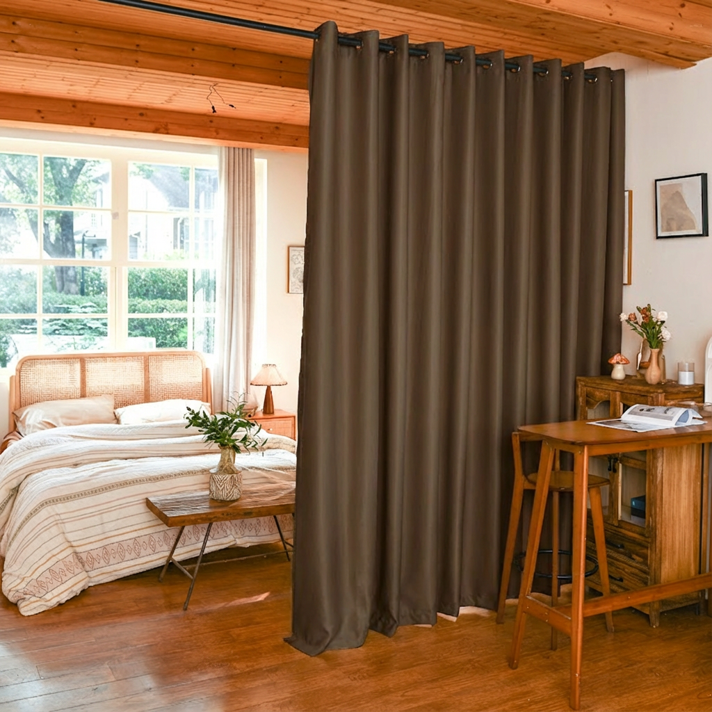 Custom Luxury Silk Fibers Blackout Room Divider Curtains