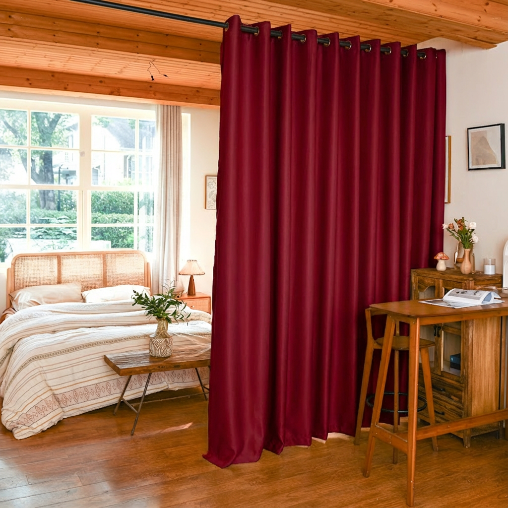 Custom Luxury Silk Fibers Blackout Room Divider Curtains