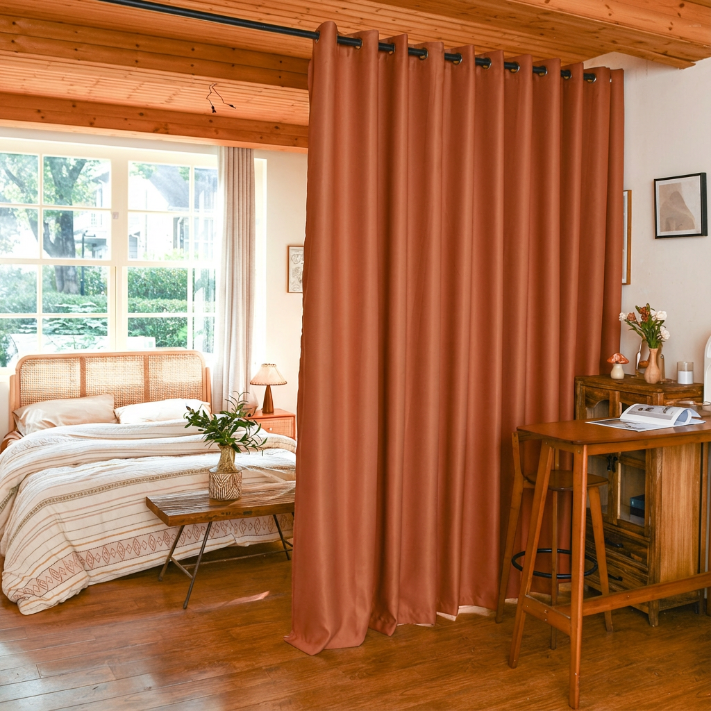Custom Luxury Silk Fibers Blackout Room Divider Curtains