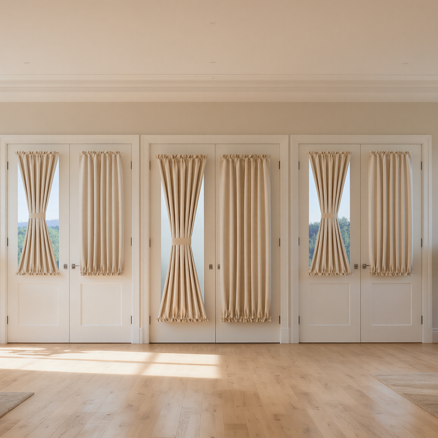 Custom Luxury Silk-Fiber French Door Blackout Curtains