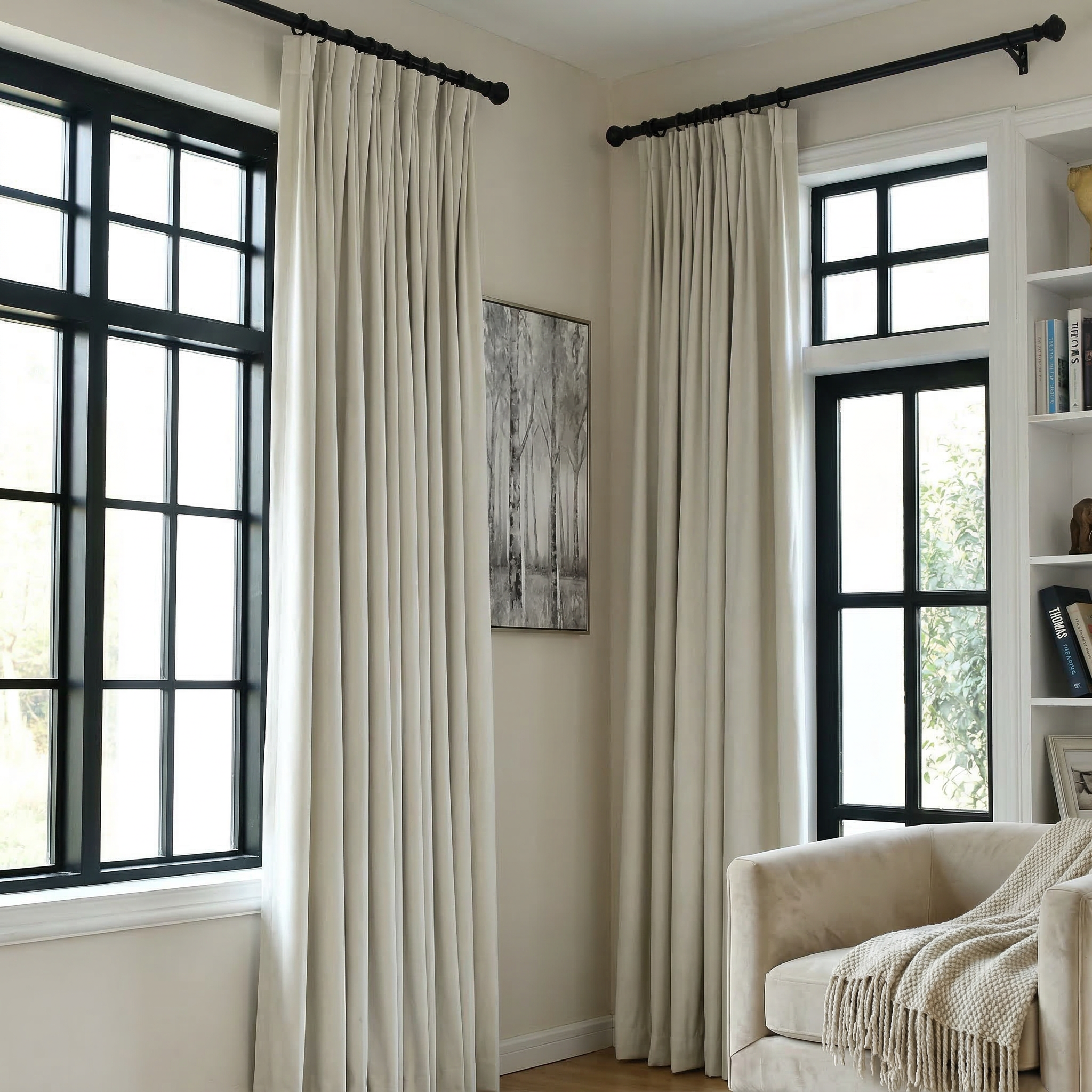 Custom Luxury Silk-Fiber Blackout Curtains