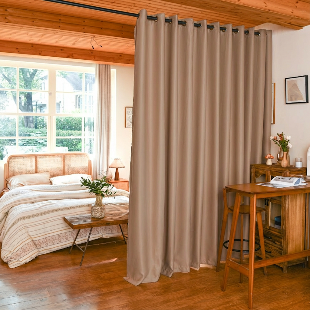 Custom Luxury Silk Fibers Blackout Room Divider Curtains