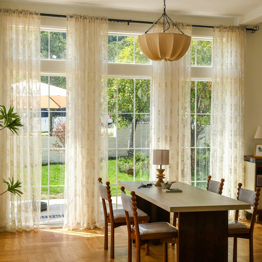 Custom Semi-Sheer Lace Voile Curtains