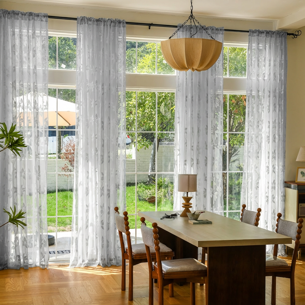 Custom Semi-Sheer Lace Voile Curtains