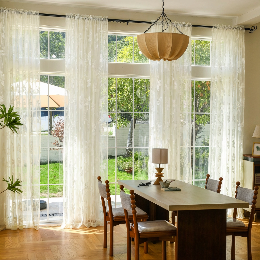 Custom Semi-Sheer Lace Voile Curtains