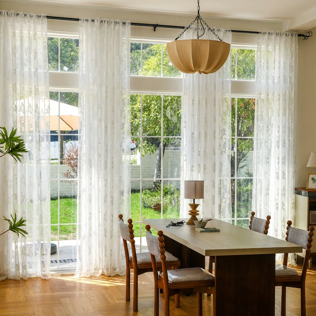 Custom Semi-Sheer Lace Voile Curtains