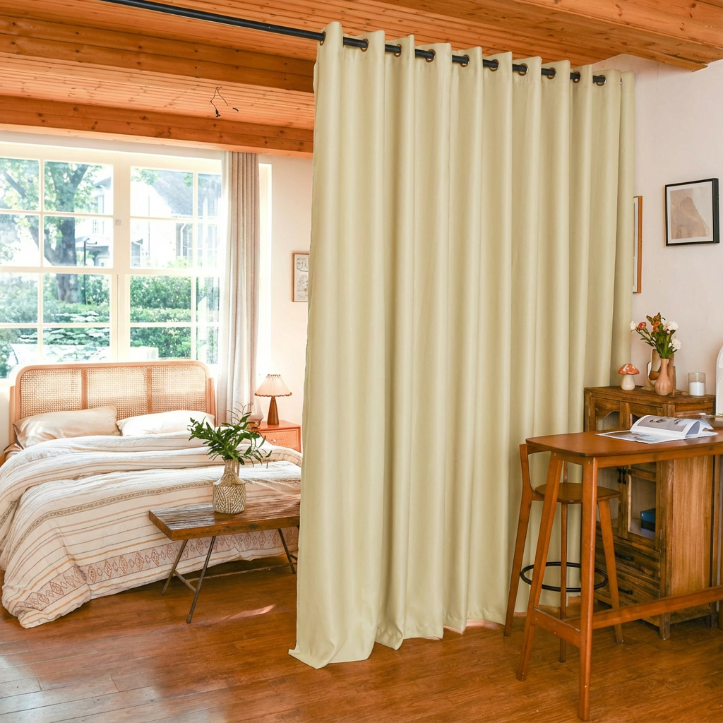 Custom Luxury Silk Fibers Blackout Room Divider Curtains