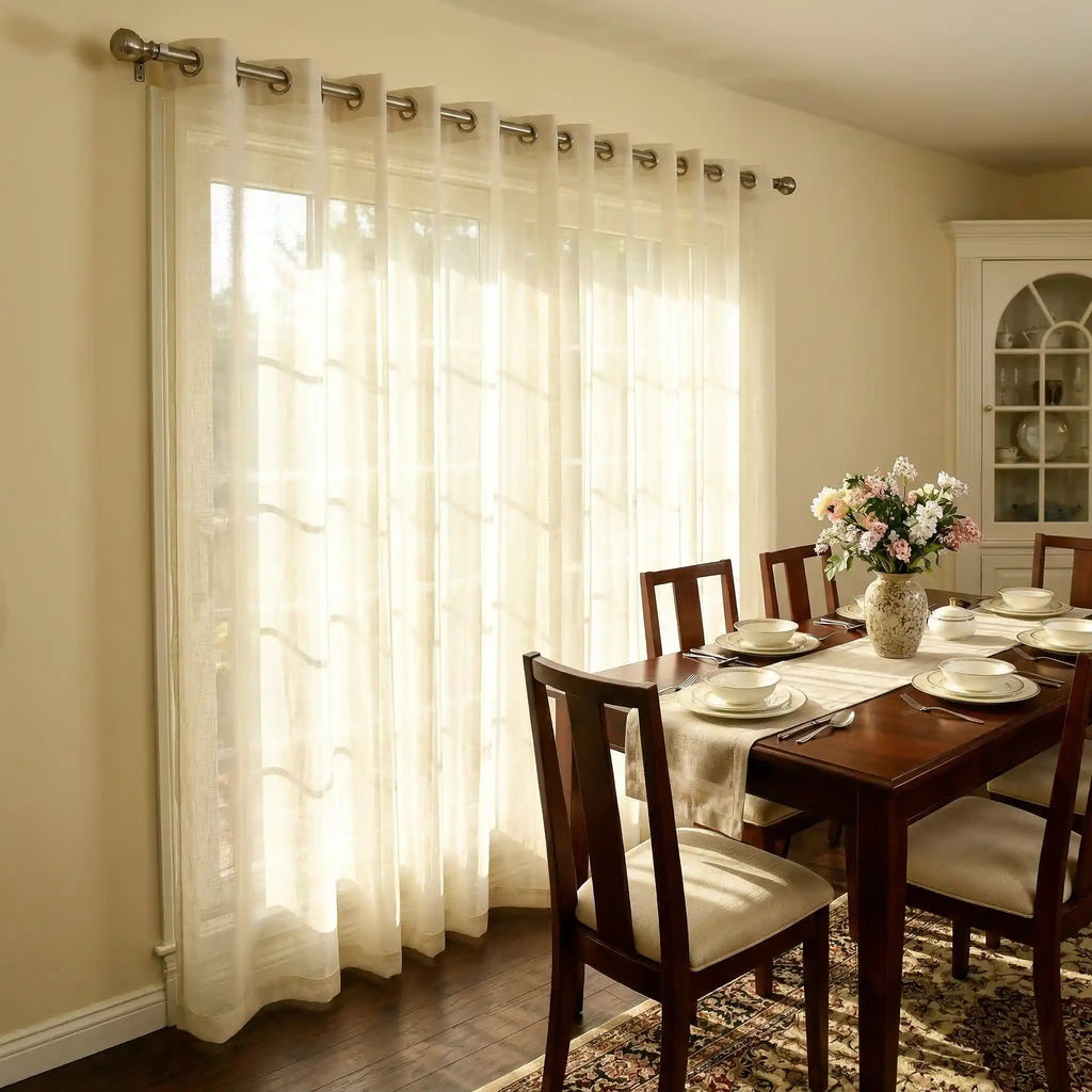 Custom Linen Texture Solid Sheer Curtains