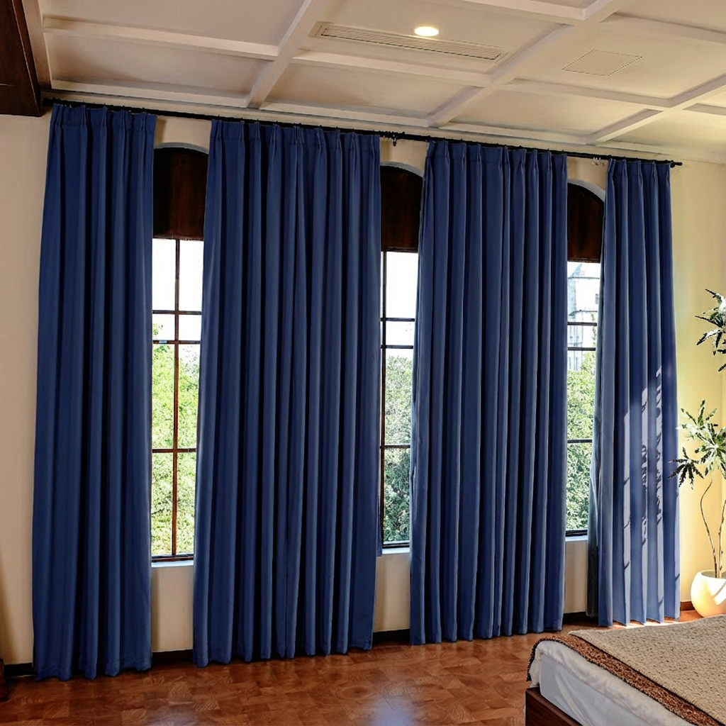 Custom Luxury Silk-Fiber Blackout Curtains