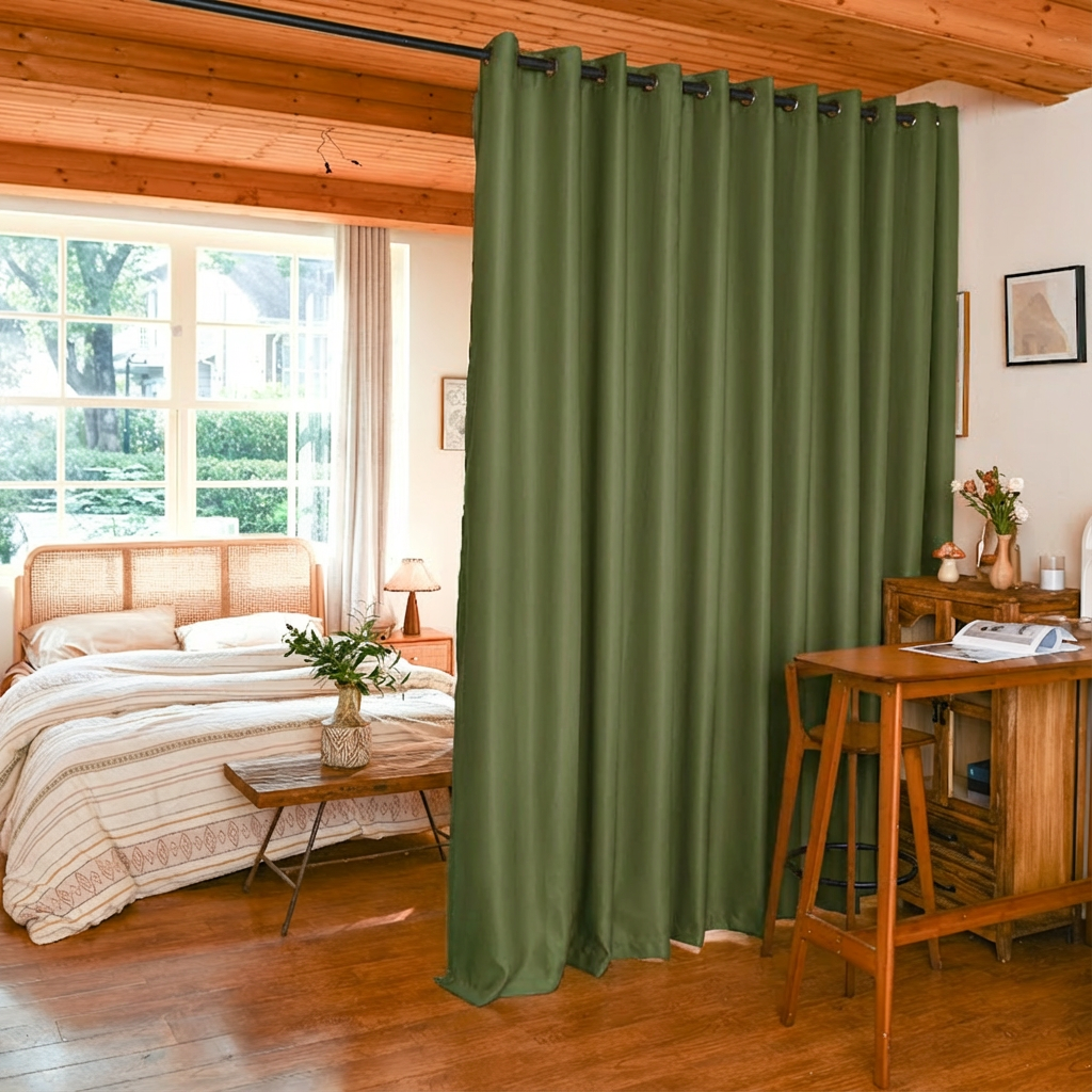 Custom Luxury Silk Fibers Blackout Room Divider Curtains
