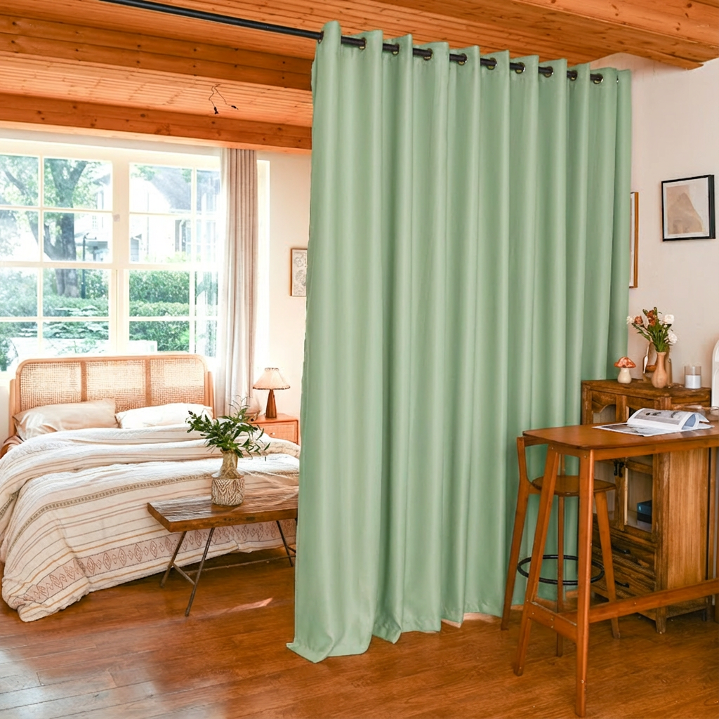 Custom Luxury Silk Fibers Blackout Room Divider Curtains