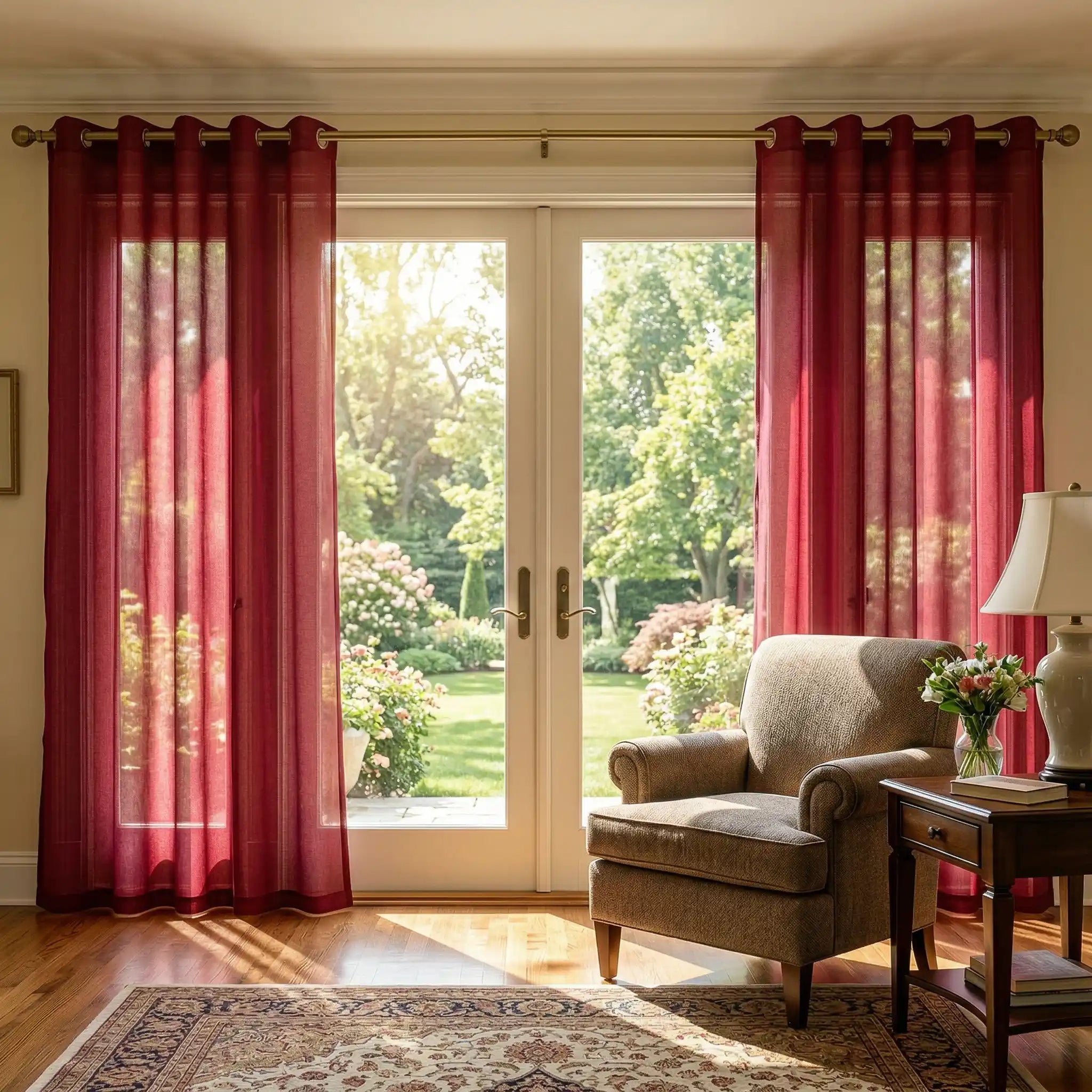 Custom Linen Texture Solid Sheer Curtains