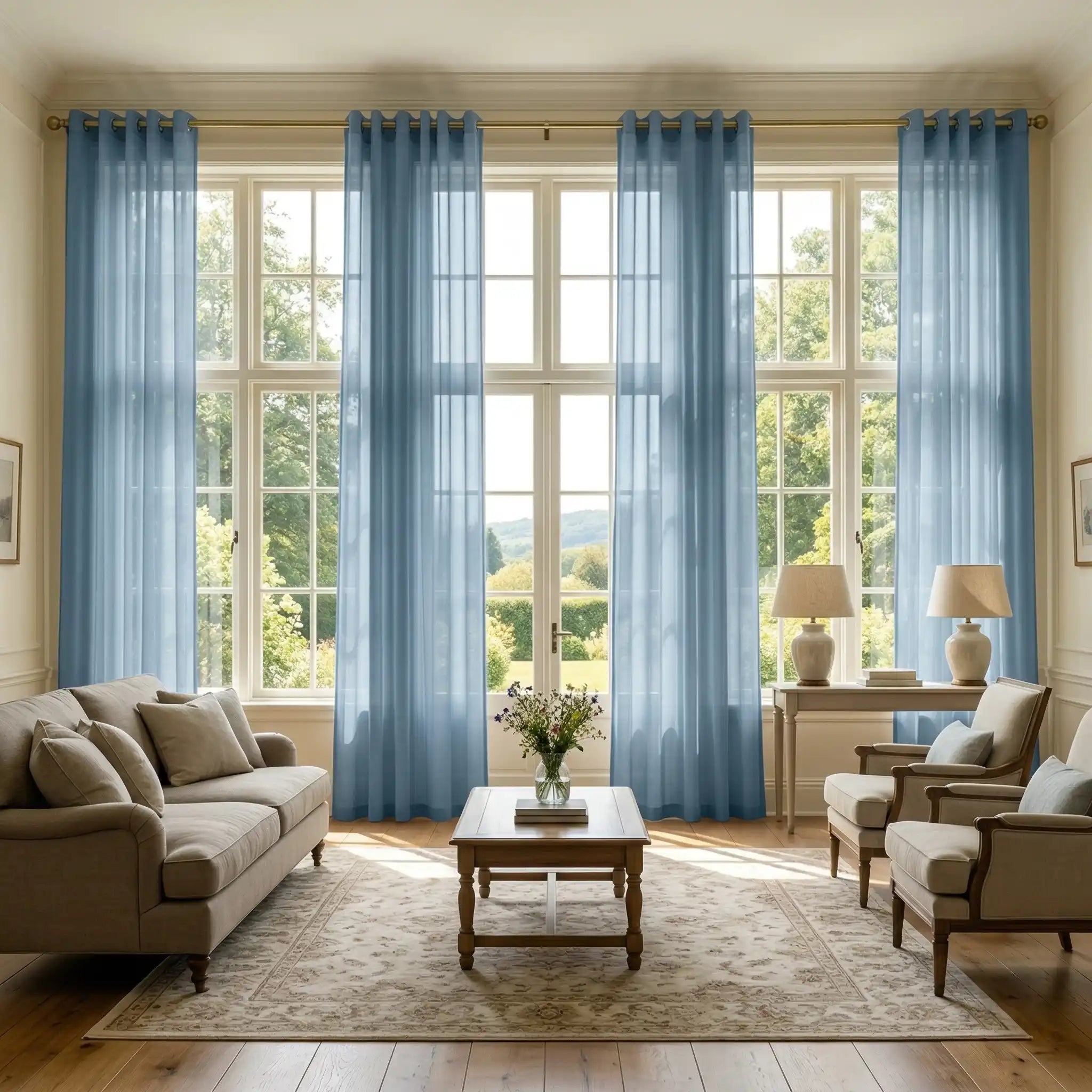 Custom Linen Texture Solid Sheer Curtains