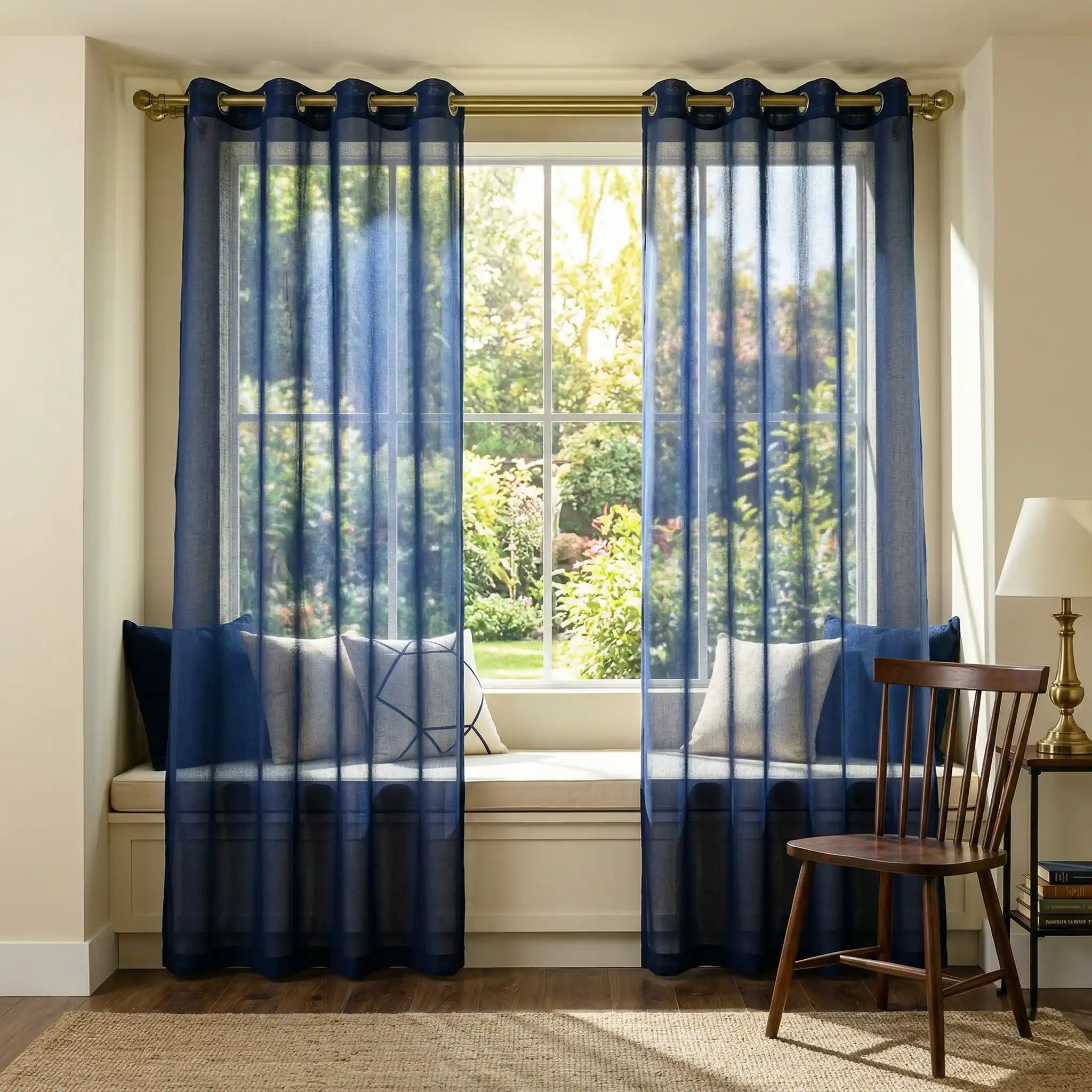 Custom Linen Texture Solid Sheer Curtains