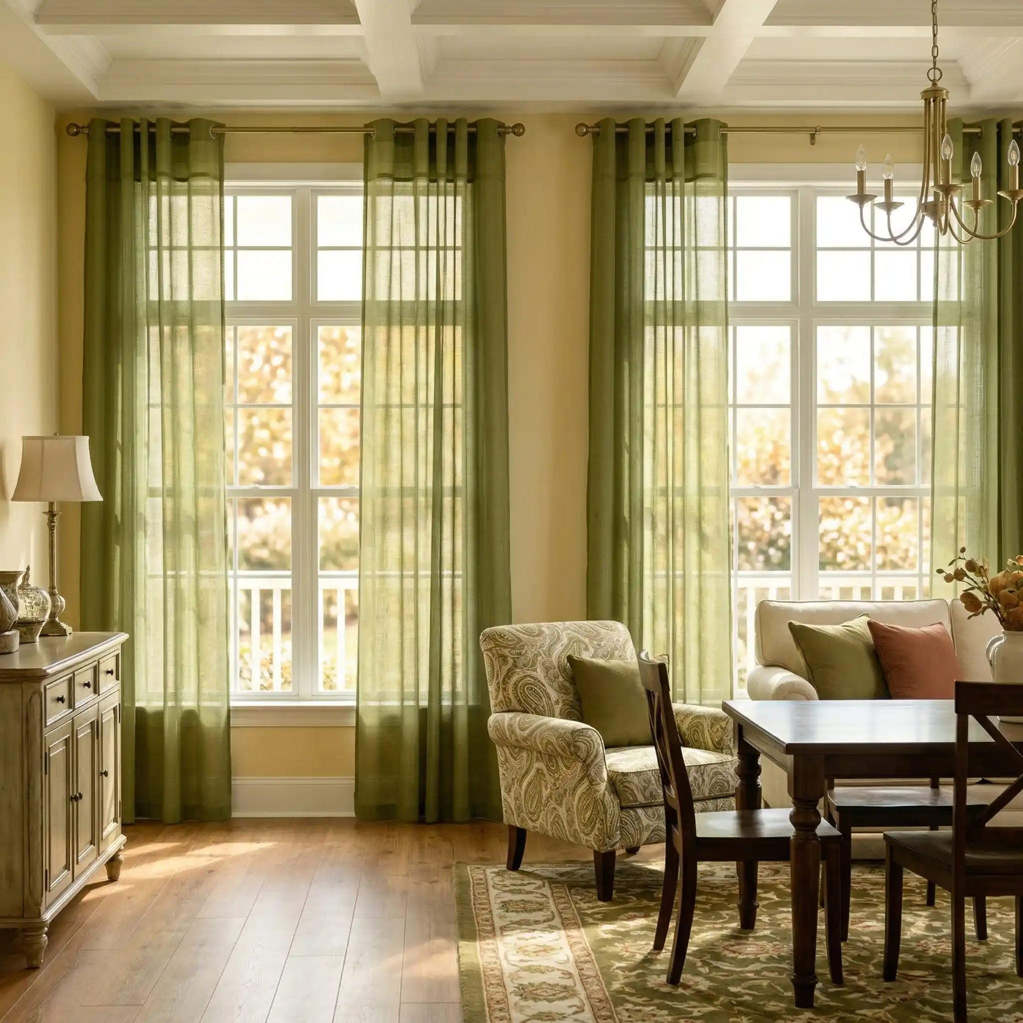 Custom Linen Texture Solid Sheer Curtains