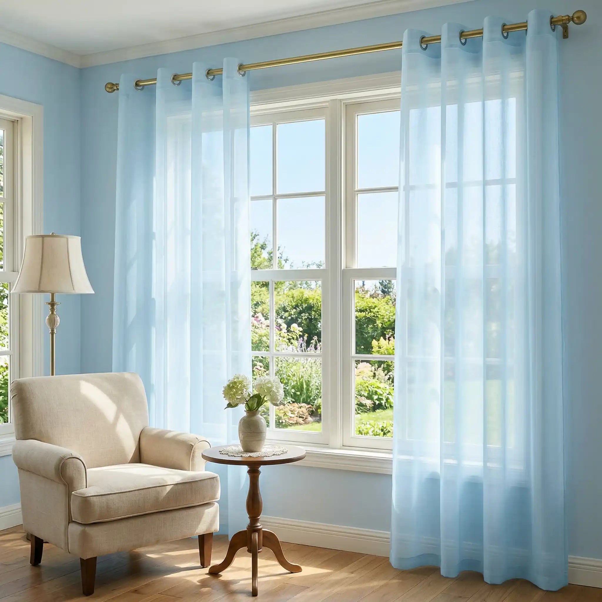 Custom Linen Texture Solid Sheer Curtains